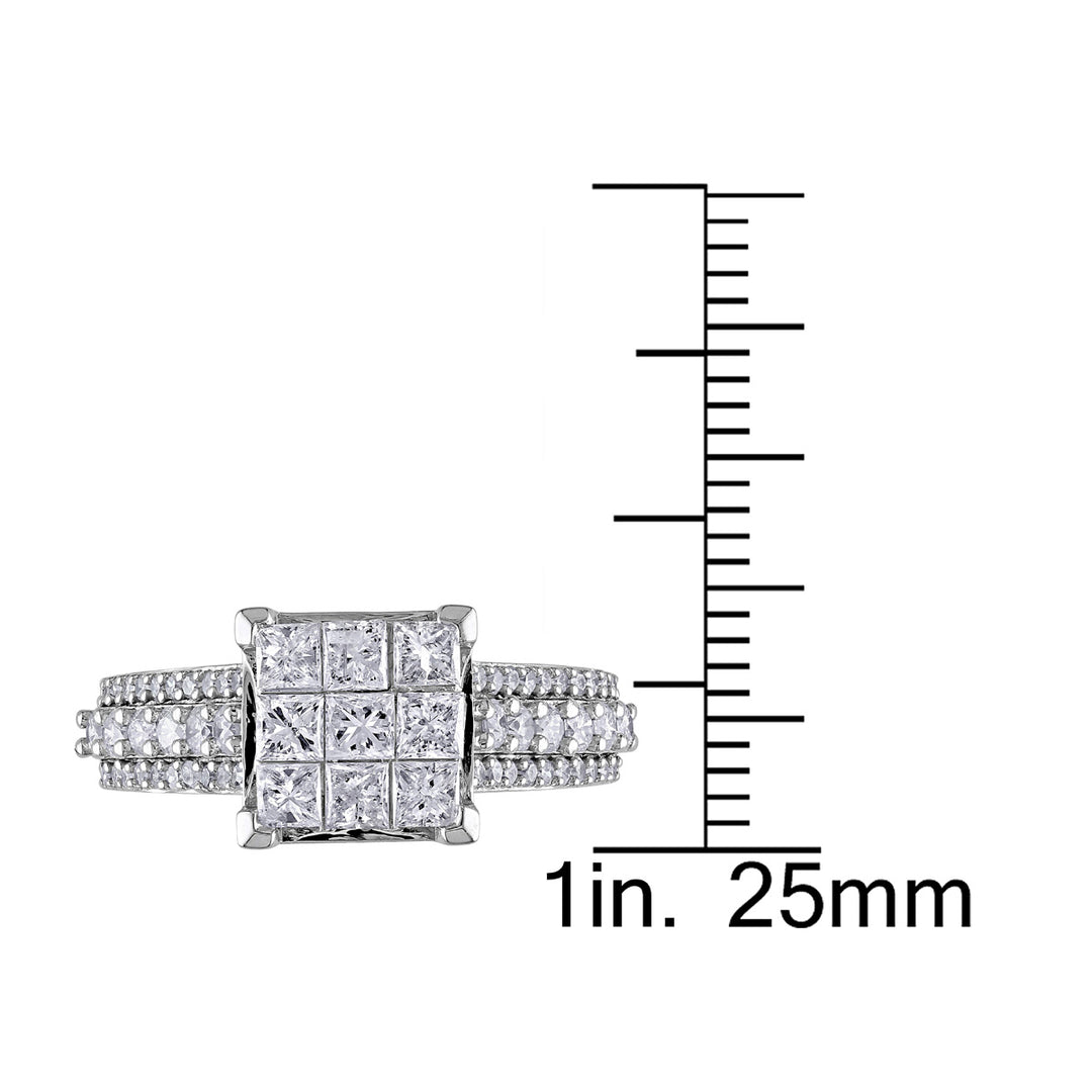 1 1/2 Carat (ctw G-H, I2-I3) Princess-Cut Diamond Engagement Ring in 10K White Gold Image 4