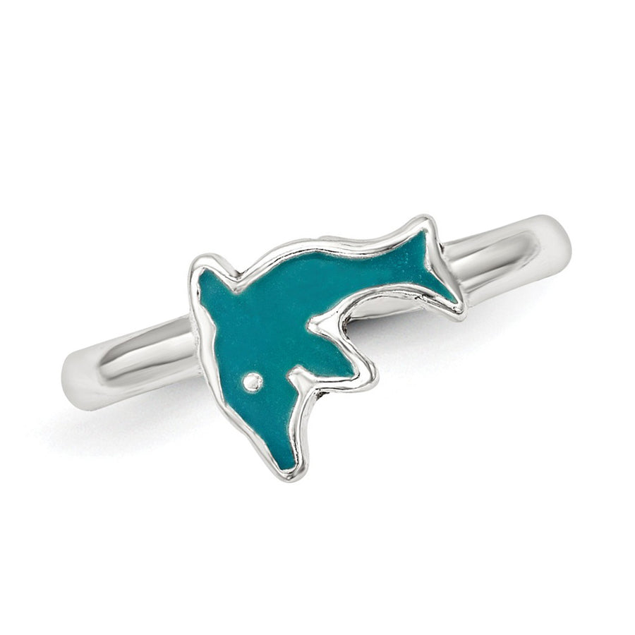 Sterling Silver Polished Enameled Dolphin Toe Ring Image 1