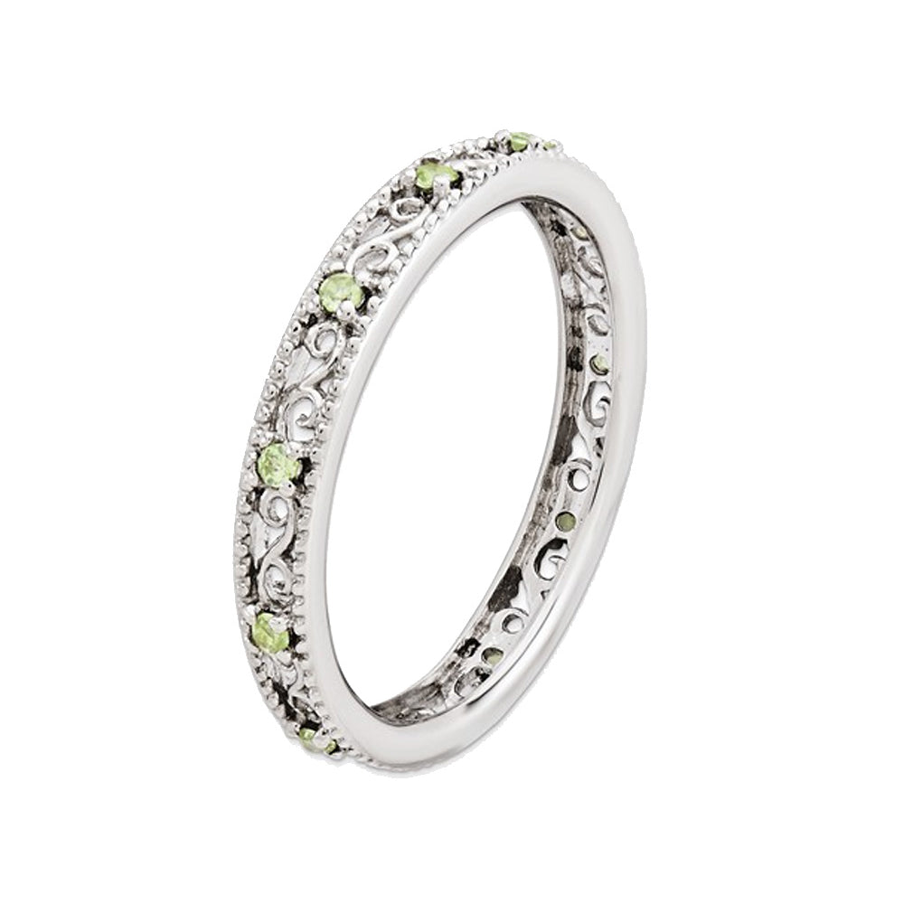 Sterling Silver Stackable Green Peridot Band Ring Image 3