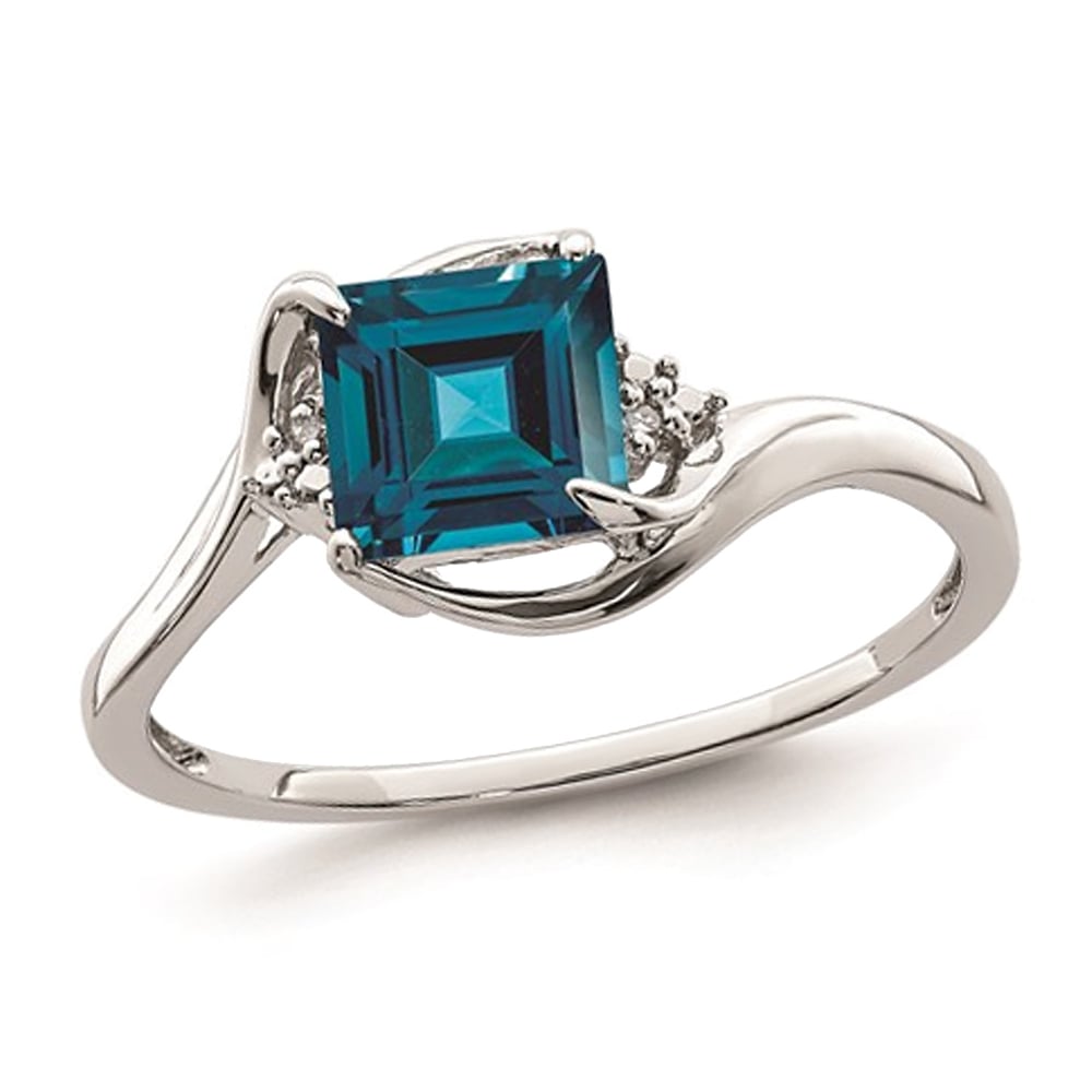 1.25 Carat (ctw) London Blue Topaz Princess Cut Ring in Sterling Silver Image 1