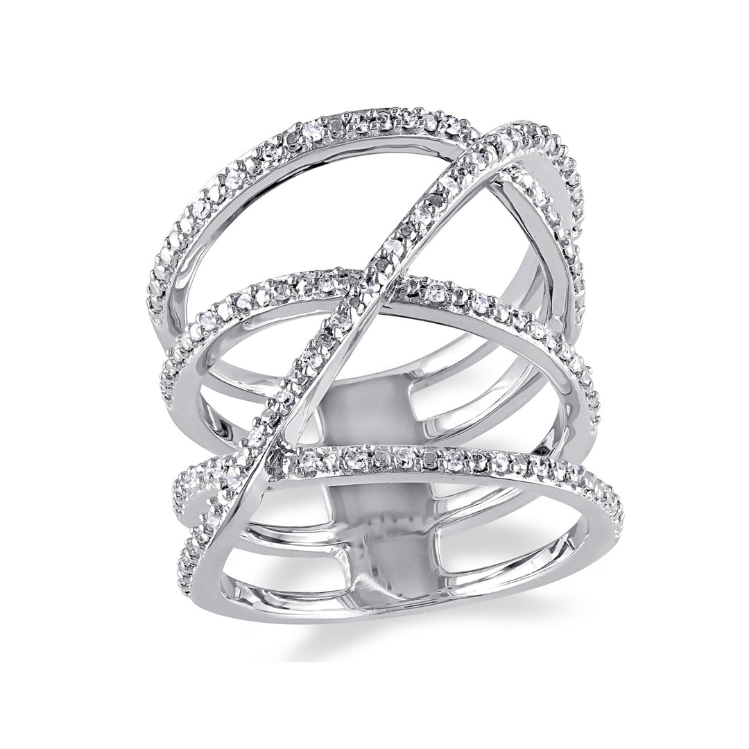Diamond Crossover Fashion Cocktail Ring 1/5 Carat (ctw H-I I2-I3) in Sterling Silver Image 1