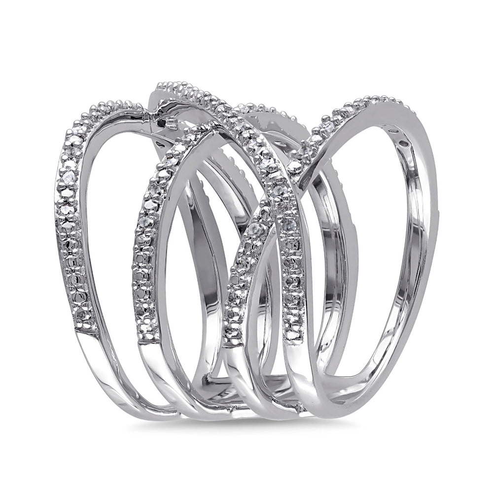 Diamond Crossover Fashion Cocktail Ring 1/5 Carat (ctw H-I I2-I3) in Sterling Silver Image 2
