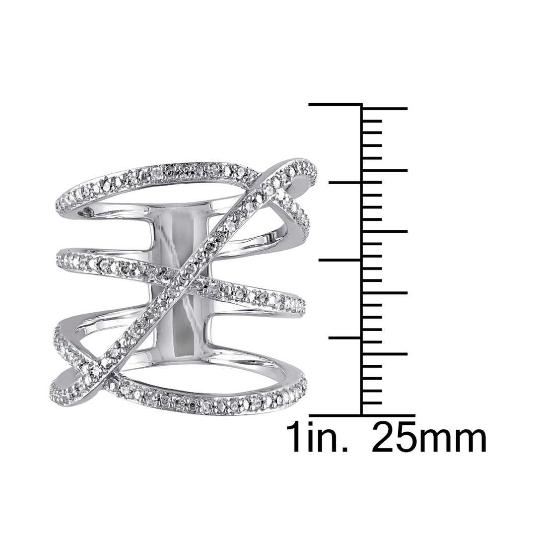 Diamond Crossover Fashion Cocktail Ring 1/5 Carat (ctw H-I I2-I3) in Sterling Silver Image 3