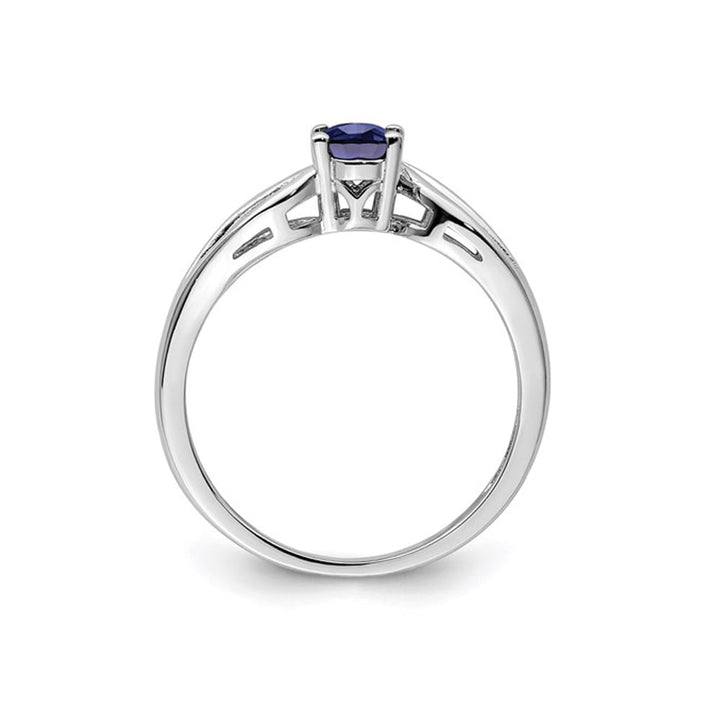 1/2 Carat (ctw) Oval Cut lab Created Sapphire Ring in Sterling Silver Image 3