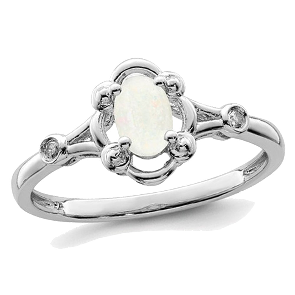 3/10 Carat (ctw) Opal Lab-Created Sterling Silver Ring Image 1