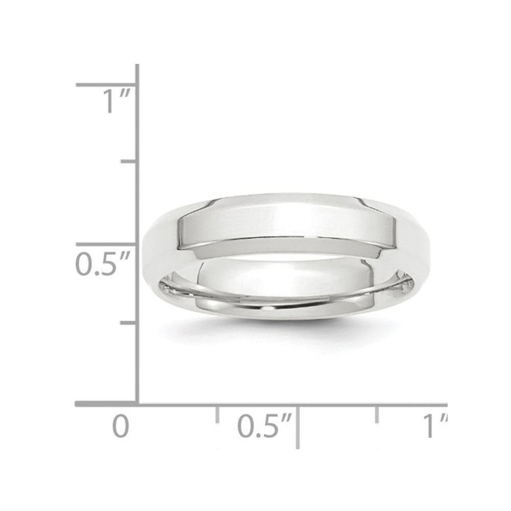Mens Platinum with Beveled Edge 5mm Polished Wedding Band Ring Image 3