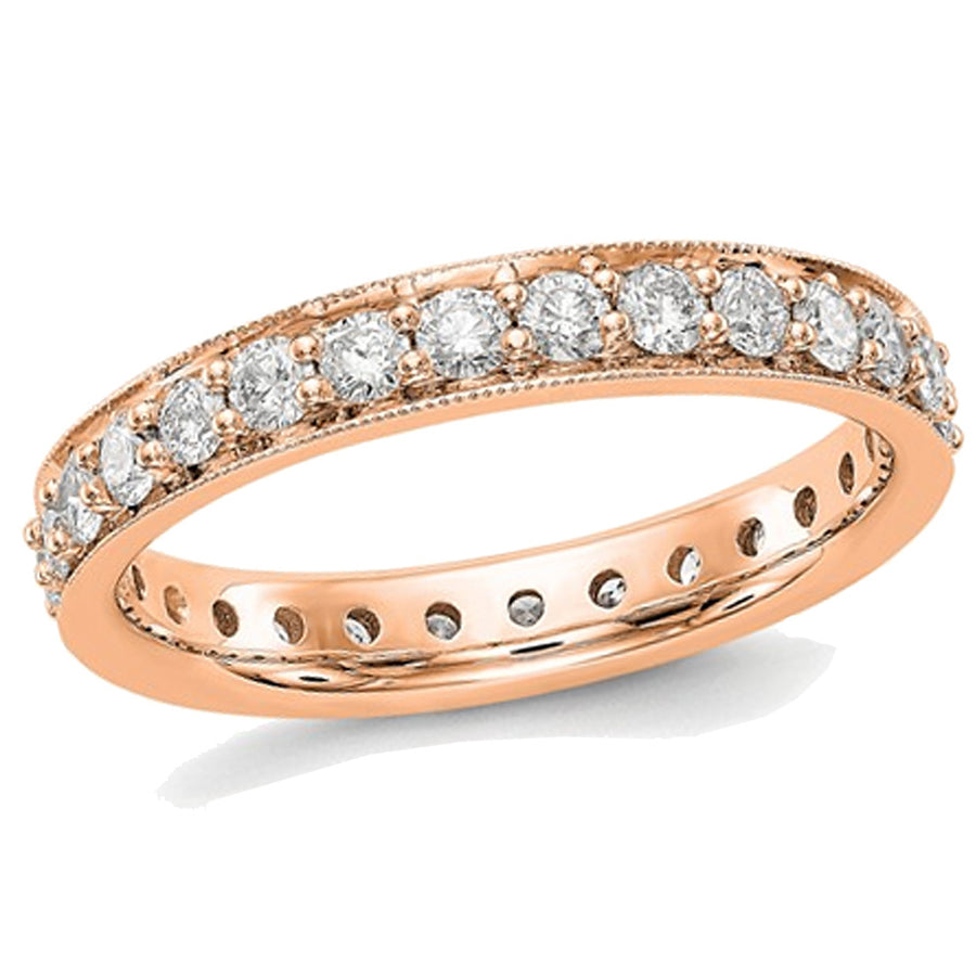 1.00 Carat (ctw Color H-I, I1-I2) Diamond Eternity Wedding Band Ring in 14K Rose Pink Gold Image 1
