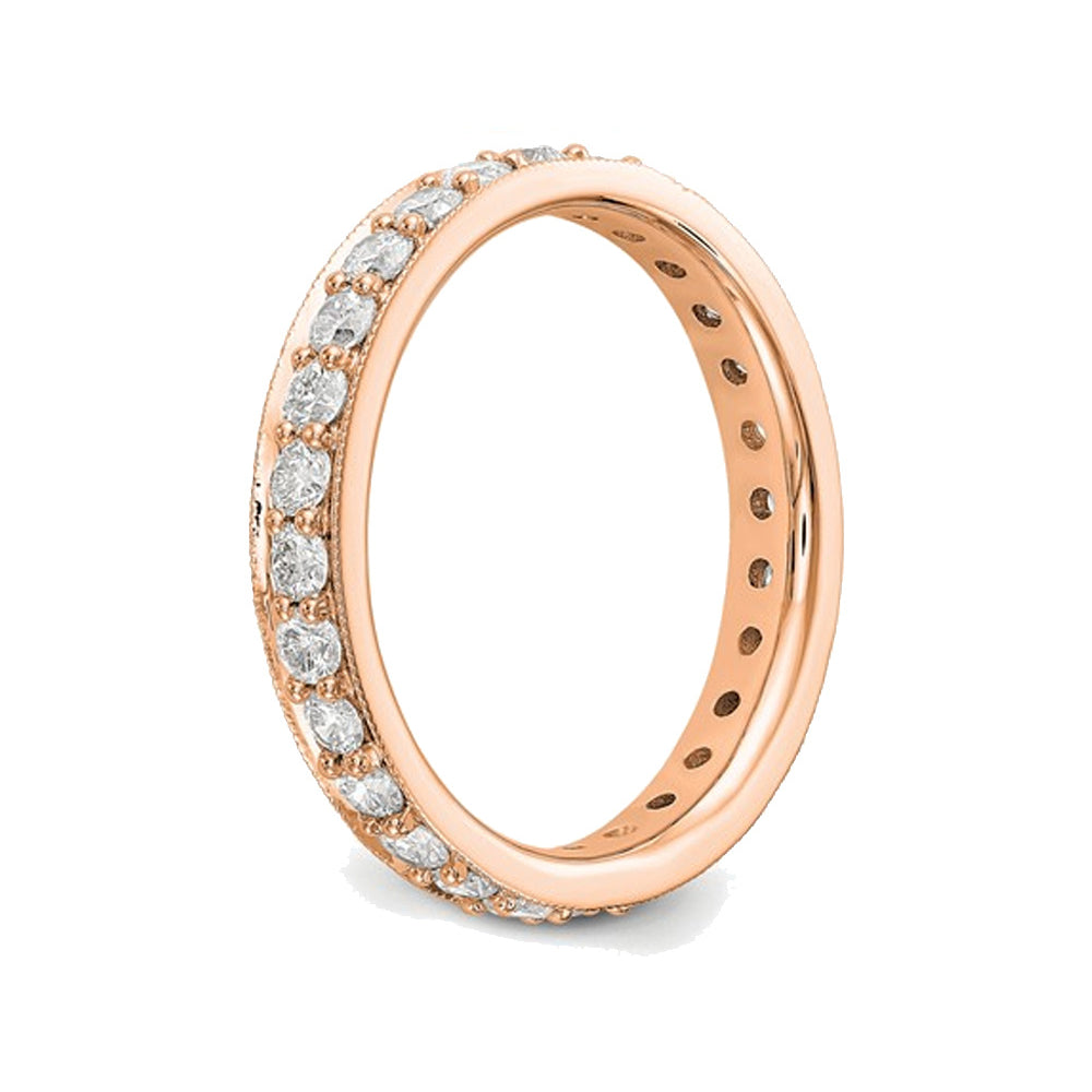 1.00 Carat (ctw Color H-I, I1-I2) Diamond Eternity Wedding Band Ring in 14K Rose Pink Gold Image 2