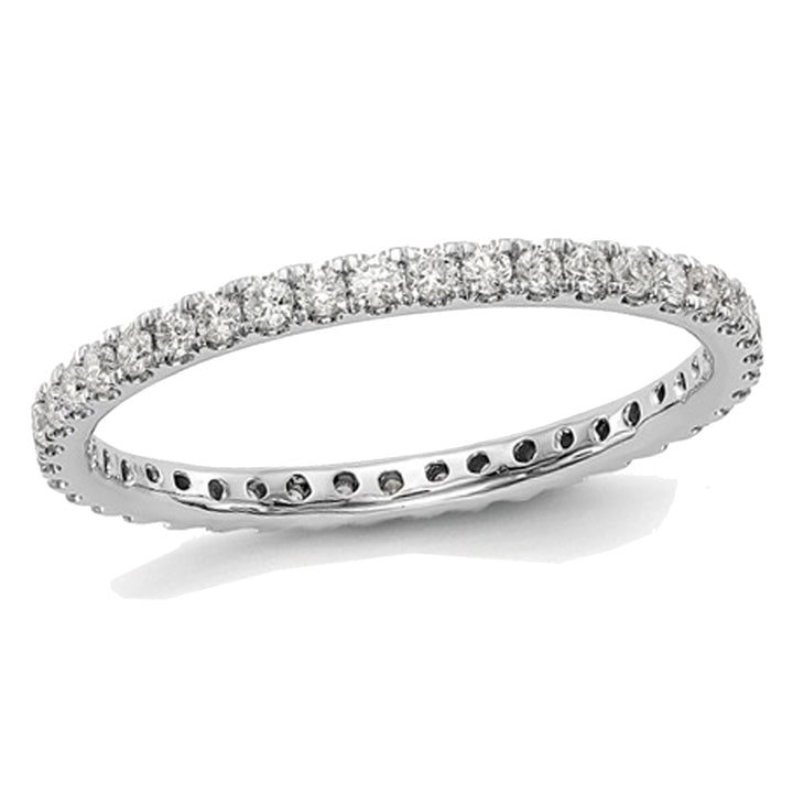1/2 Carat (ctw Color H-I I1-I2) Diamond Eternity Wedding Band Ring in 14K White Gold Image 1