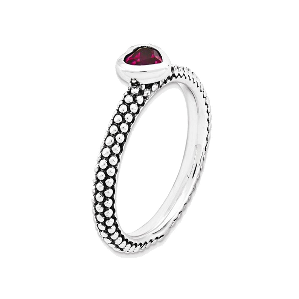 1/3 Carat (ctw) Lab-Created Ruby Heart Promise Ring in Sterling Silver Image 2