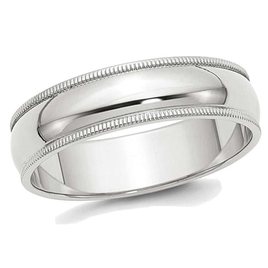 Ladies or Mens Sterling Silver 6mm Milgrain Wedding Band Ring Image 1