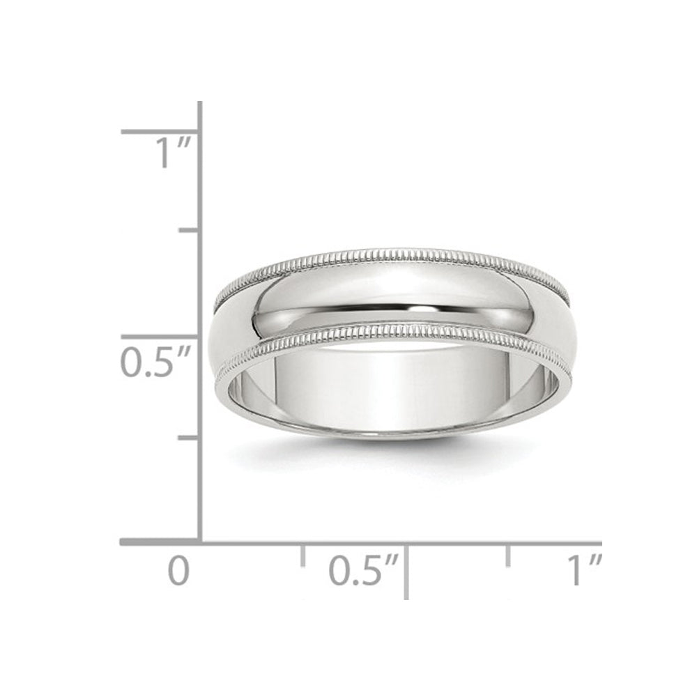 Ladies or Mens Sterling Silver 6mm Milgrain Wedding Band Ring Image 2