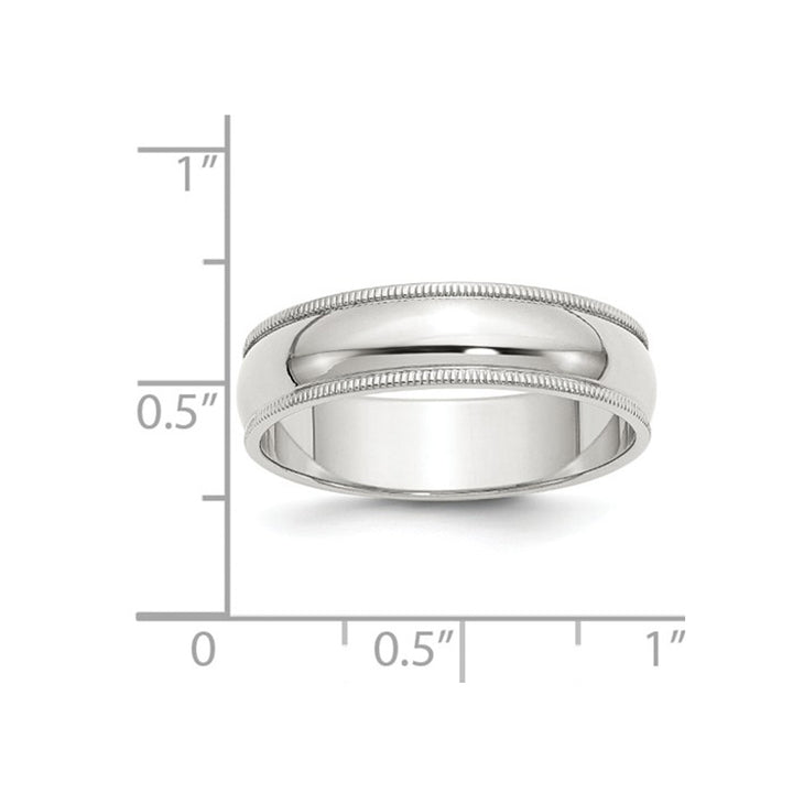 Ladies or Mens Sterling Silver 6mm Milgrain Wedding Band Ring Image 2