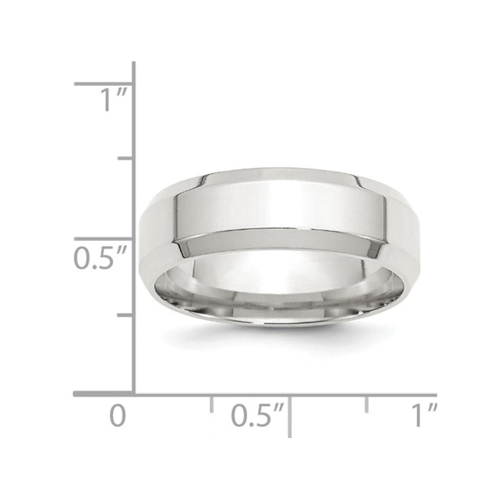 Mens Sterling Silver 7mm Bevel Edge Wedding Band Ring Image 2