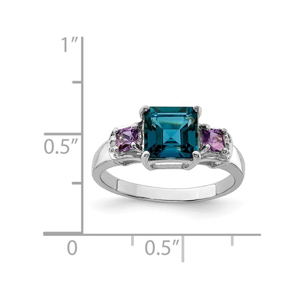 1.90 Carat (ctw) London Blue Topaz & Amethyst Ring in Sterling Silver Image 2