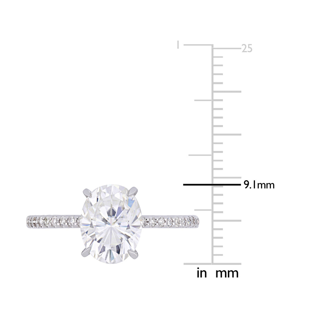 2.00 Carat (ctw) Solitaire Oval Synthetic Moissanite Engagement Ring in 14K White Gold with Diamonds 1/10 Carat (ctw Image 3