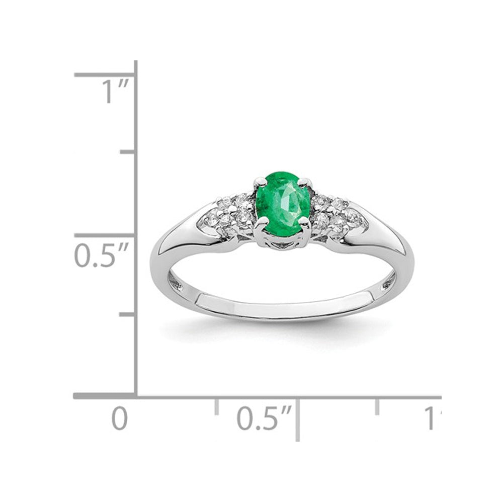 1.10 Carat (ctw) Emerald Ring in Sterling Silver with White Sapphires Image 2