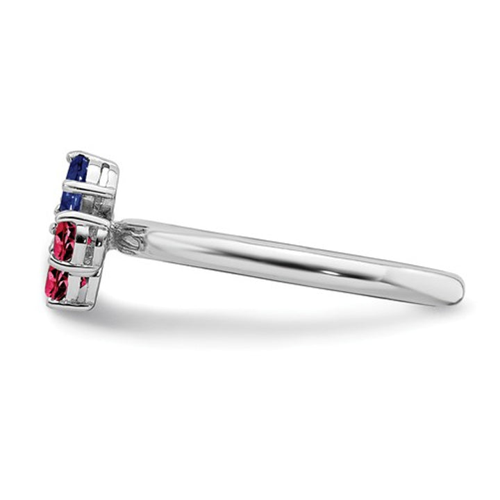 4/5 Carat (ctw) Lab Created Ruby and Lab Created Sapphire Butterfly Ring in Sterling Silver Image 4