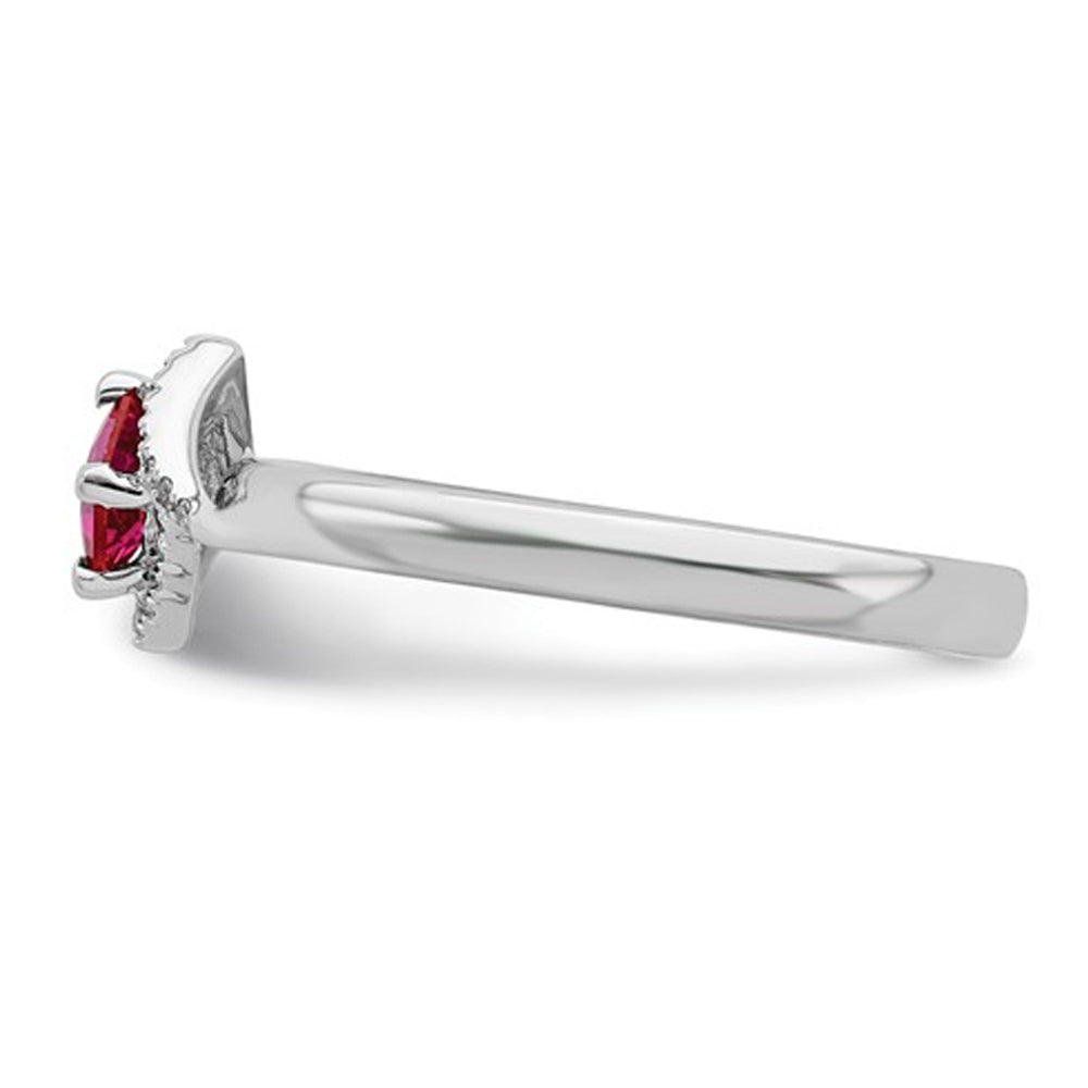 2/5 Carat (ctw) Lab Created Princess Cut Ruby Ring in Sterling Silver with Accent Diamonds Image 4