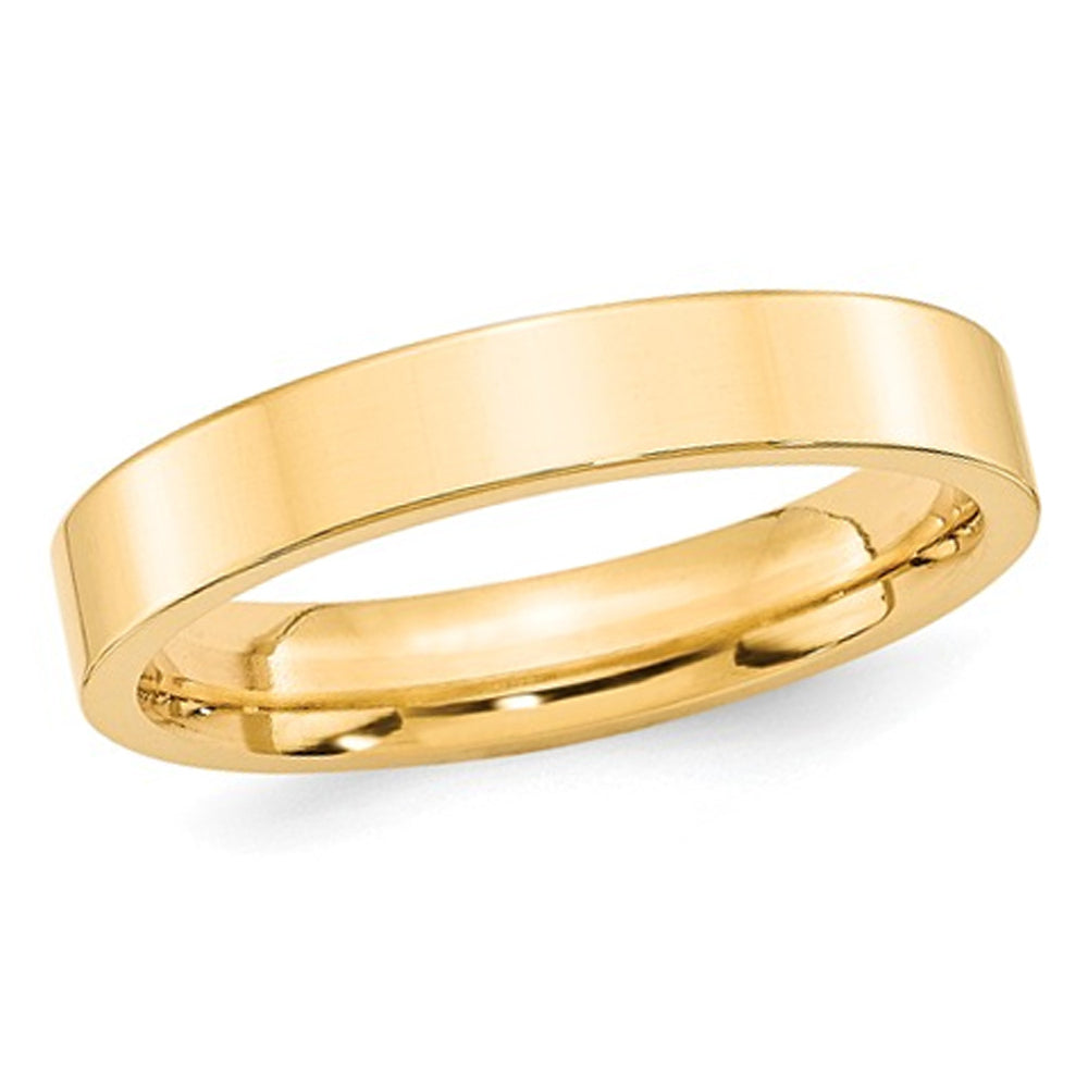 Mens 14K Yellow Gold 4mm Flat Comfort Fit Wedding Band Ring Image 1