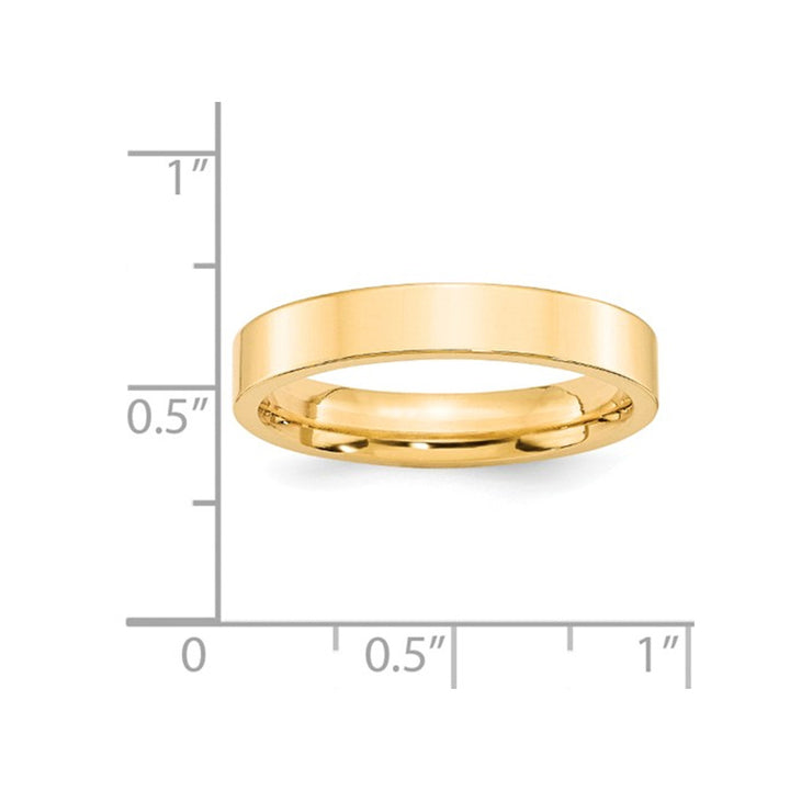 Mens 14K Yellow Gold 4mm Flat Comfort Fit Wedding Band Ring Image 2