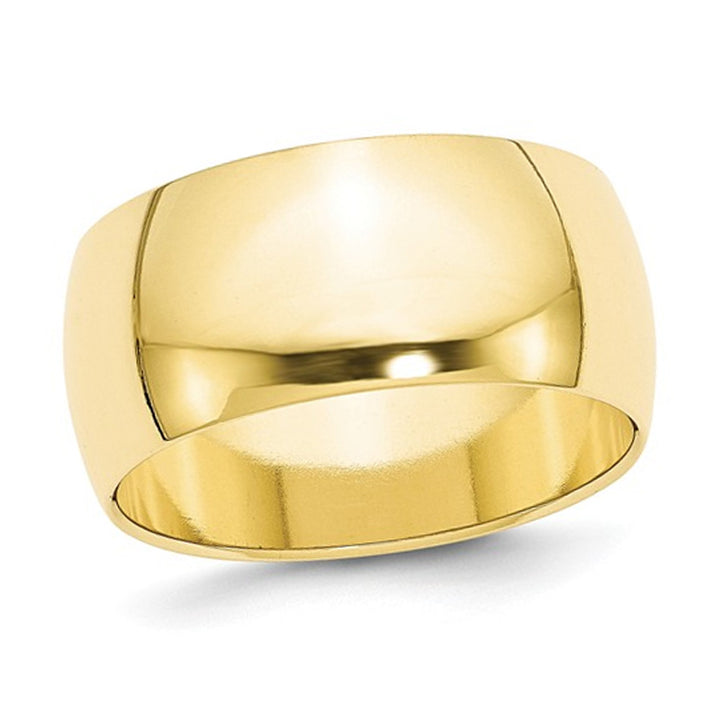Mens 10K Yellow Gold Solid Polished 10mm Wedding Band Ring Image 1