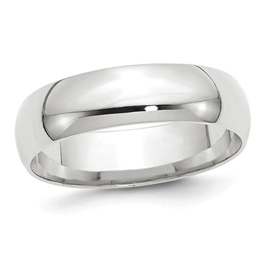 Mens or Ladies 10K White Gold 6mm Comfort Fit Wedding Band Ring Image 1