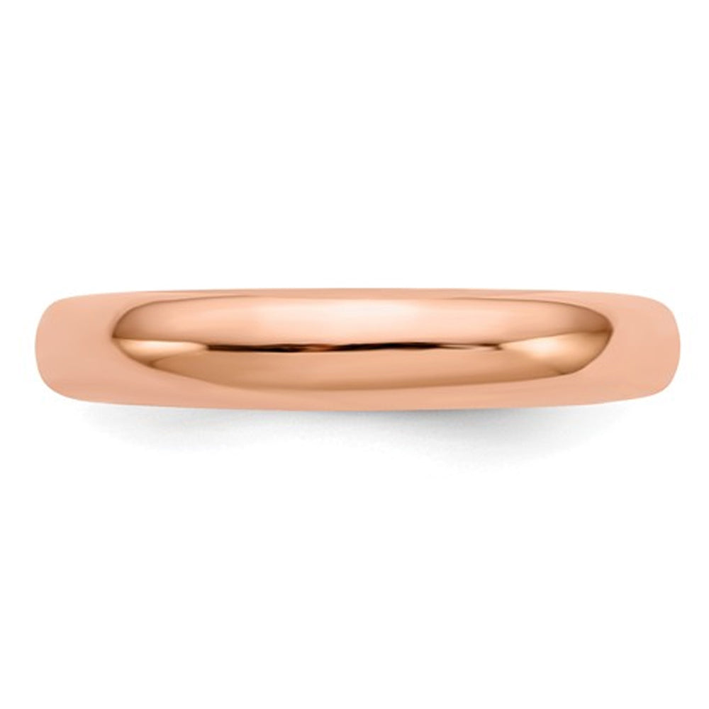 Ladies 14K Rose Pink Gold 4mm Polished Wedding Band Ring Image 2