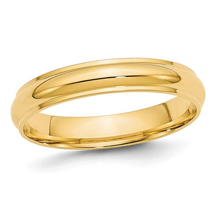 Ladies 14K Yellow Gold 4mm Wedding Band Ring with Edge Image 1