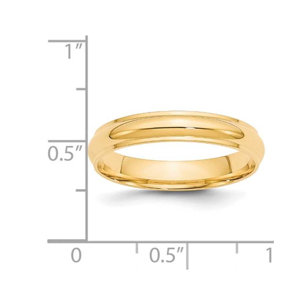 Ladies 14K Yellow Gold 4mm Wedding Band Ring with Edge Image 2