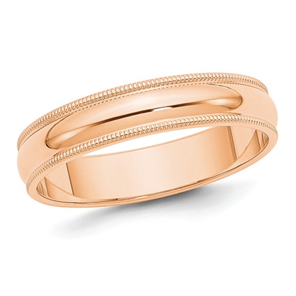 Ladies 10K Rose Pink Gold 5mm Milgrain Wedding Band Ring Image 1