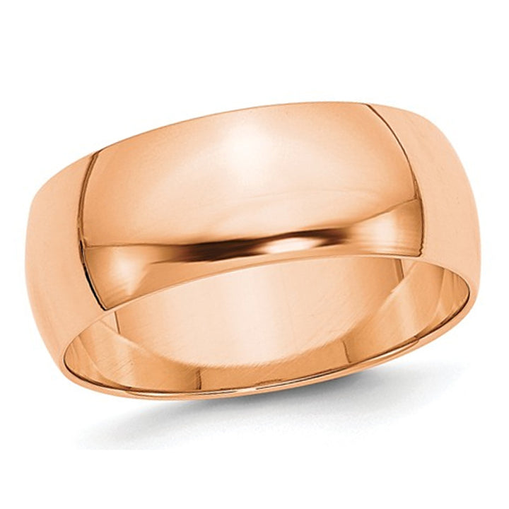 Ladies or Mens 14K Rose Pink Gold 8mm Wedding Band Ring Image 1