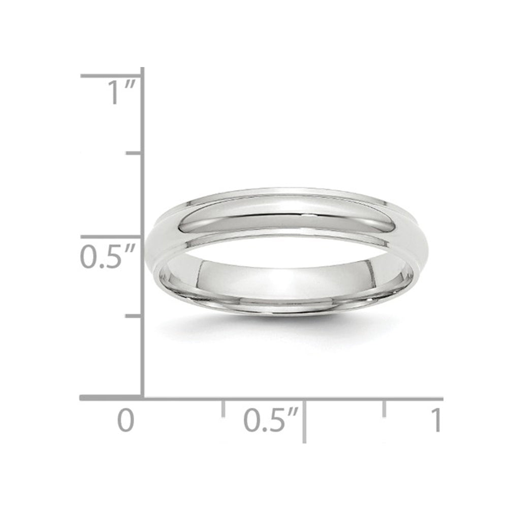 Ladies 14K White Gold 4mm Wedding Band Ring with Edge Image 2