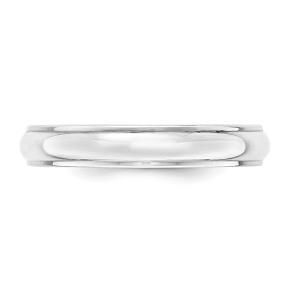 Ladies 14K White Gold 4mm Wedding Band Ring with Edge Image 3