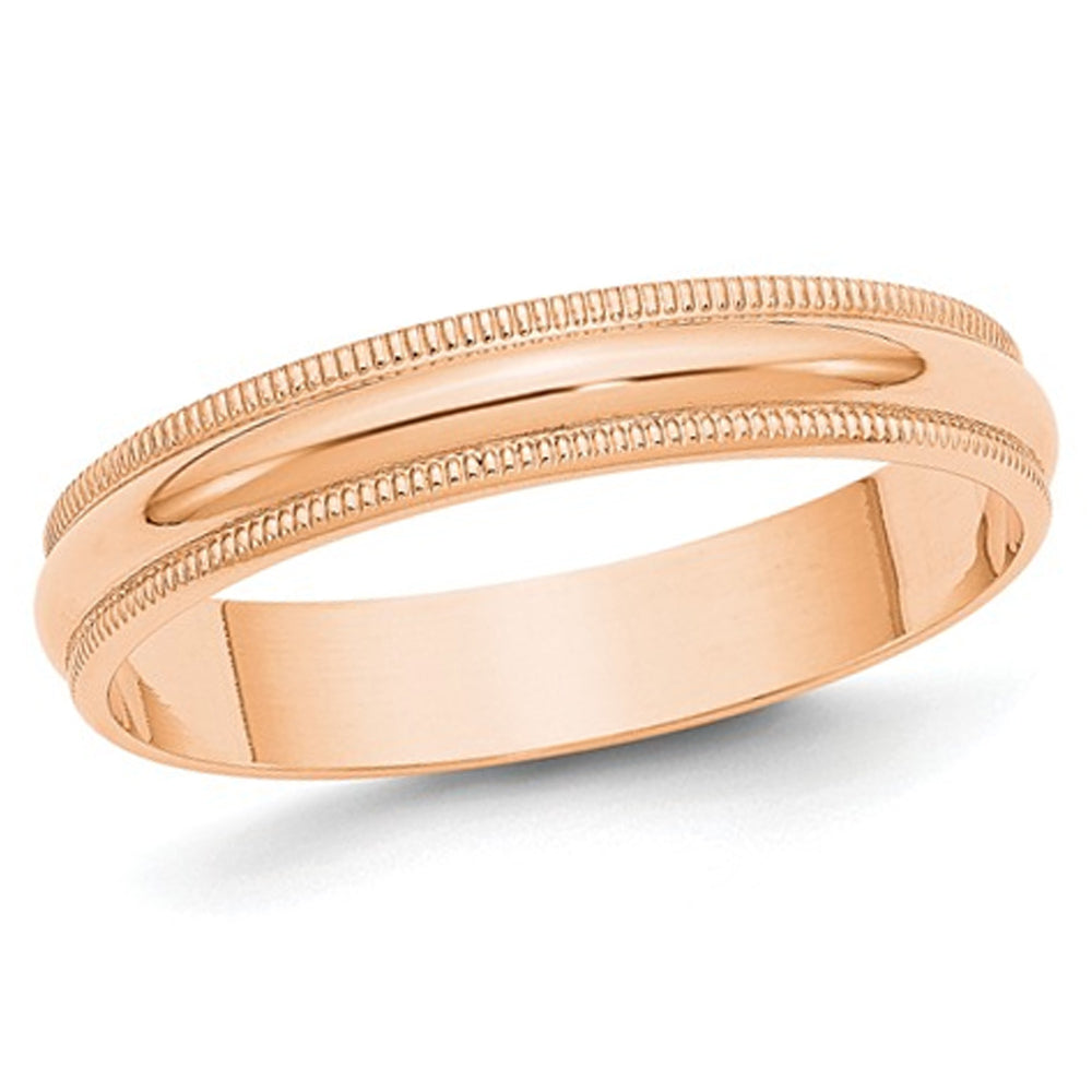 Ladies 10K Rose Pink Gold 4mm Milgrain Wedding Band Ring Image 1