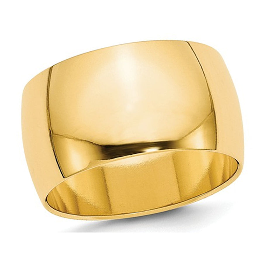 Mens 14K Yellow Gold 12mm Polished Wedding Band Ring Image 1