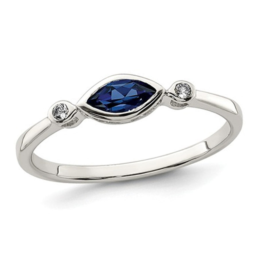 3/10 Carat (ctw) Lab-Created Sapphire Ring in Sterling Silver with White Topaz Image 1