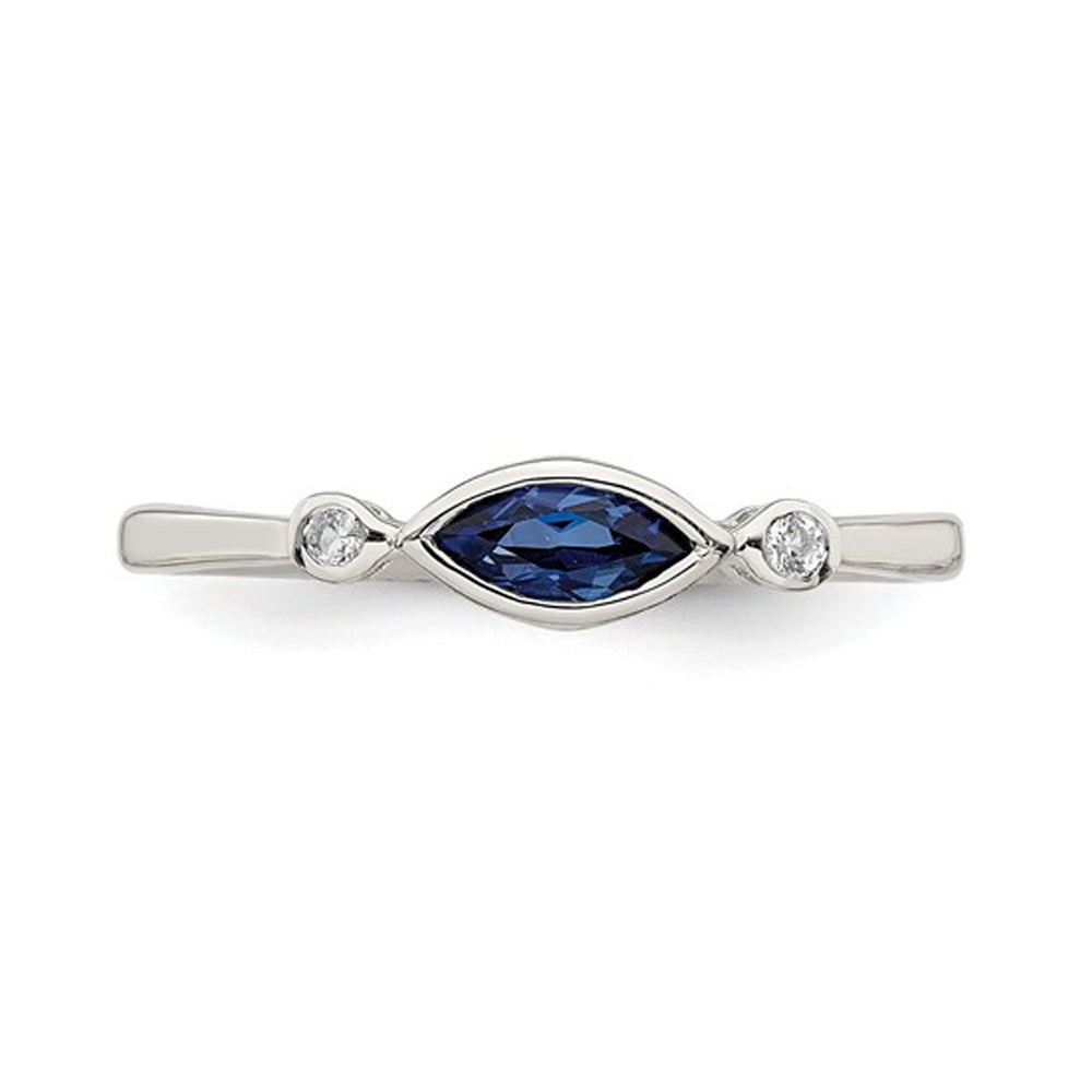 3/10 Carat (ctw) Lab-Created Sapphire Ring in Sterling Silver with White Topaz Image 2