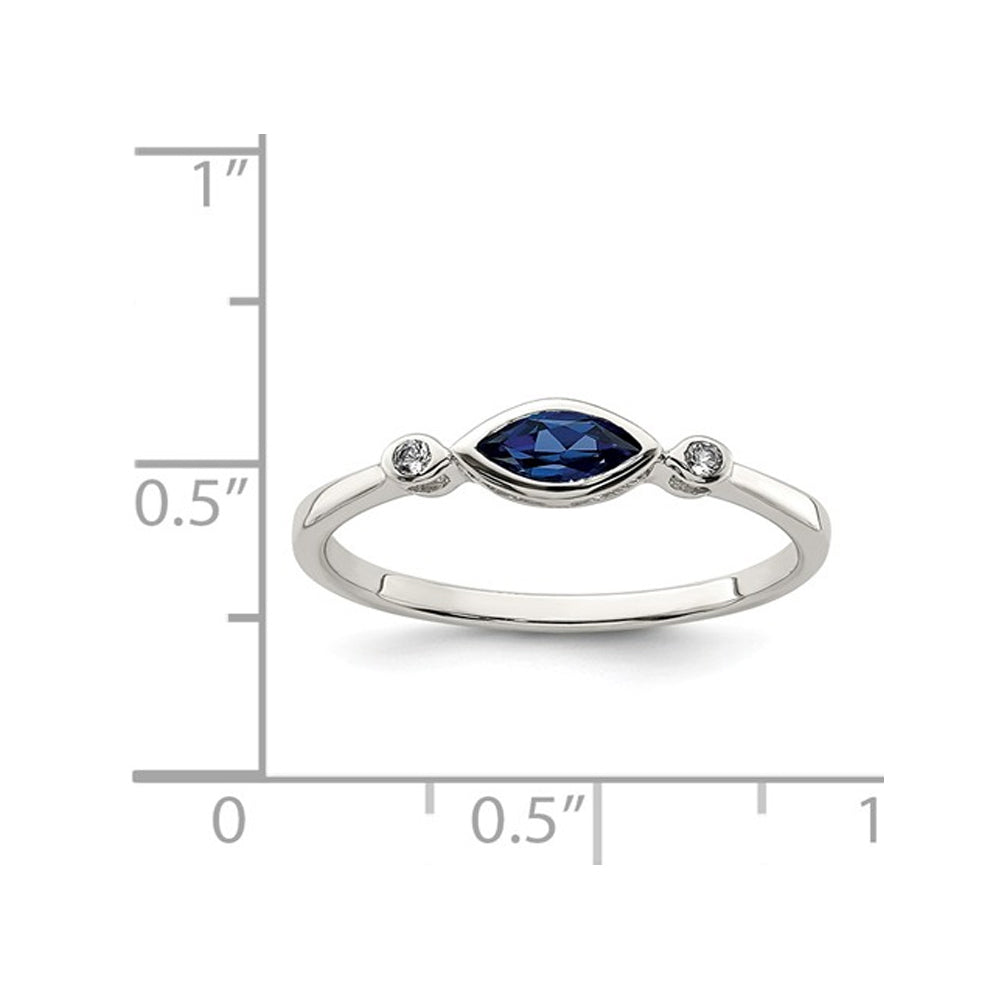 3/10 Carat (ctw) Lab-Created Sapphire Ring in Sterling Silver with White Topaz Image 3