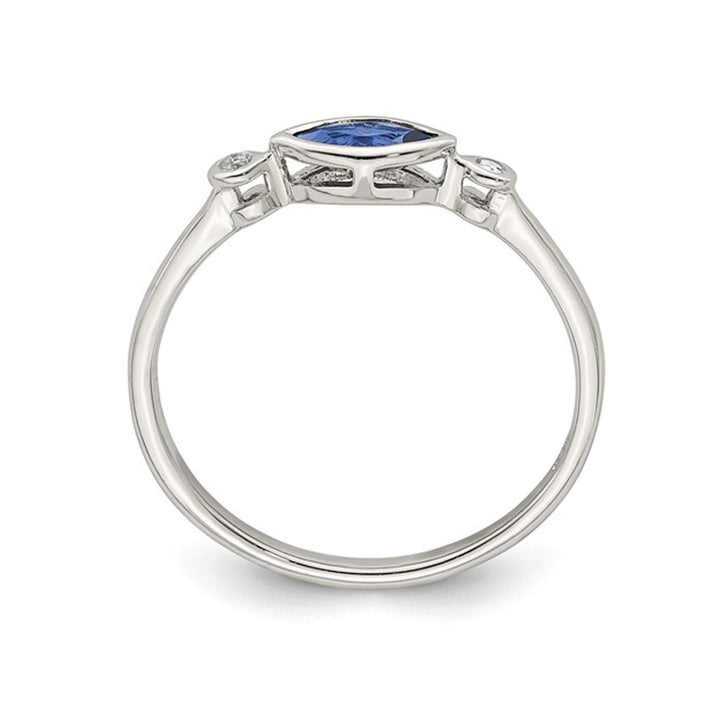 3/10 Carat (ctw) Lab-Created Sapphire Ring in Sterling Silver with White Topaz Image 4