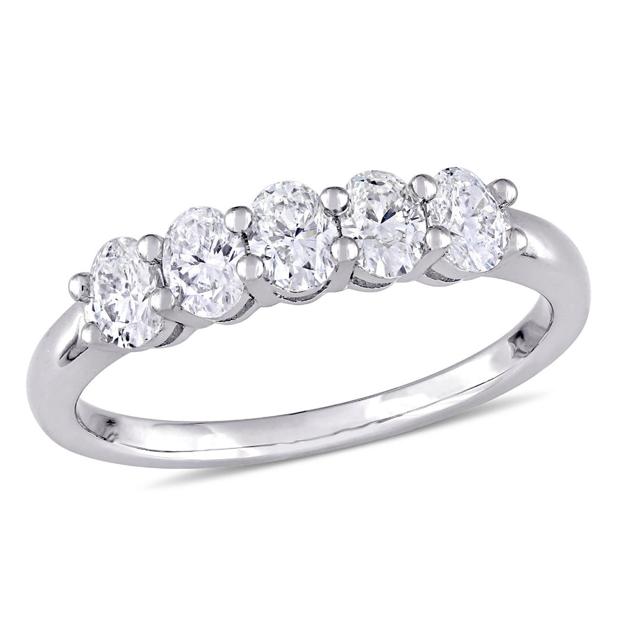 1.00 Carat (ctw G-H, VS2-SI1) Five Stone Diamond Anniversary Band Ring in 14 White Gold Image 1