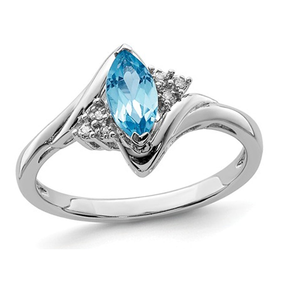 1/2 Carat (ctw) Marquise-Cut Blue Topaz Ring in Sterling Silver Image 1