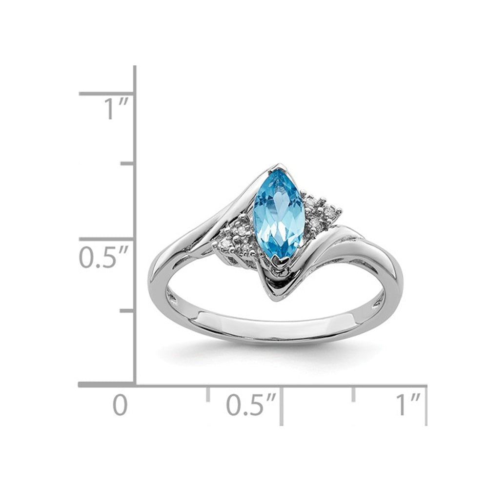 1/2 Carat (ctw) Marquise-Cut Blue Topaz Ring in Sterling Silver Image 2