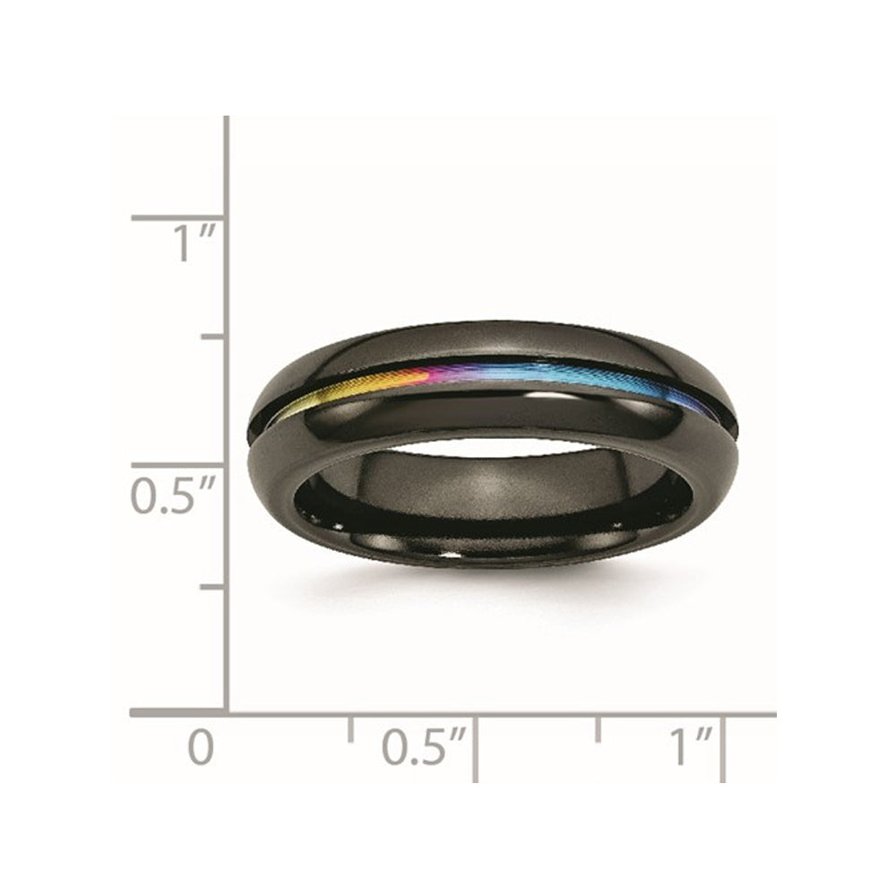 6mm Black Plated Titanium Multi Colored Anodized Band Ring Image 2