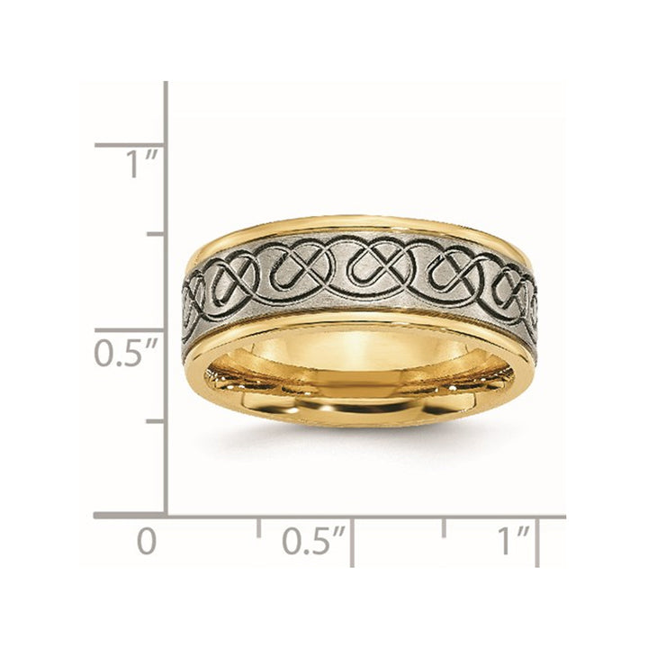 Mens Yellow Plated Titanium 8mm Wedding Band Ring Image 2