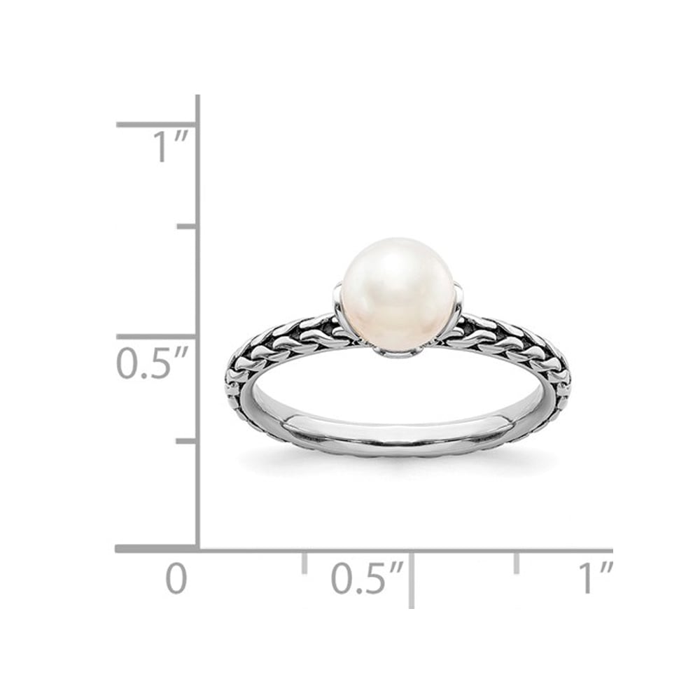 White Freshwater Cultured Pearl Ring in Sterling Silver Image 2
