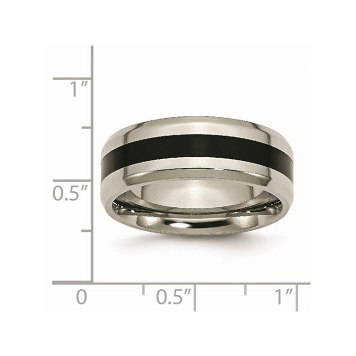 Mens 8mm Black Enamel Titanium Wedding Band Ring Image 4
