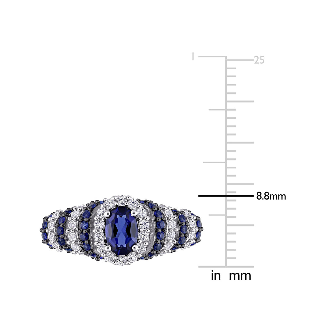 1.50 Carat (ctw) Lab Created Blue Sapphire & White Sapphire Ring in Sterling Silver Image 4