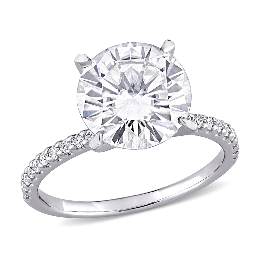 4.00 Carat (ctw) Synthetic Moissanite Solitaire Engagement Ring 10K White Gold Image 1