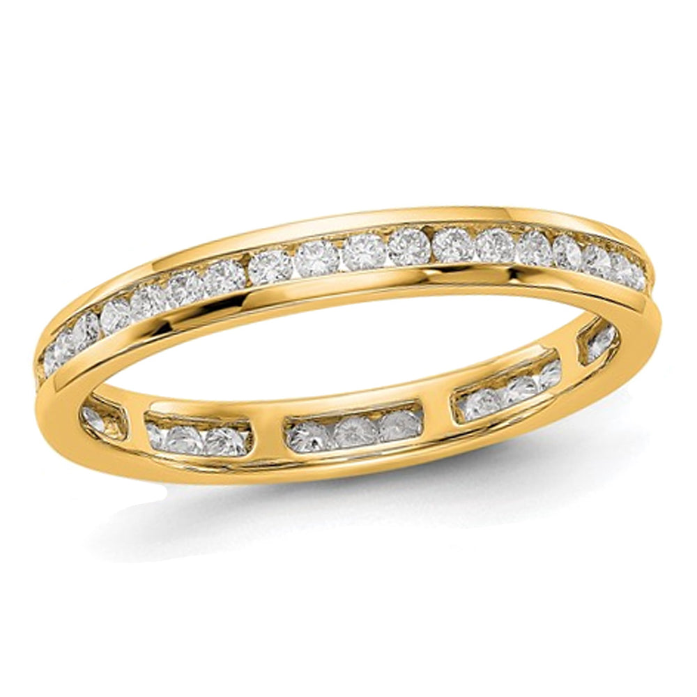 1/2 Carat (ctw H-I I1-I2) Diamond Eternity Wedding Band Ring in 14K Yellow Gold Image 1